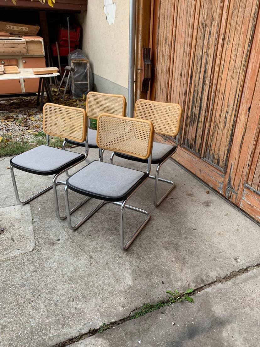 Mid-Century Modern Italian Marcel Breuer B32 Cesca Chair, 70s set of 4