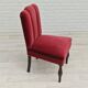 Ensemble de 4 chaises de salle à manger, bois de chêne, velours rouge cerise, années 1950, design danois