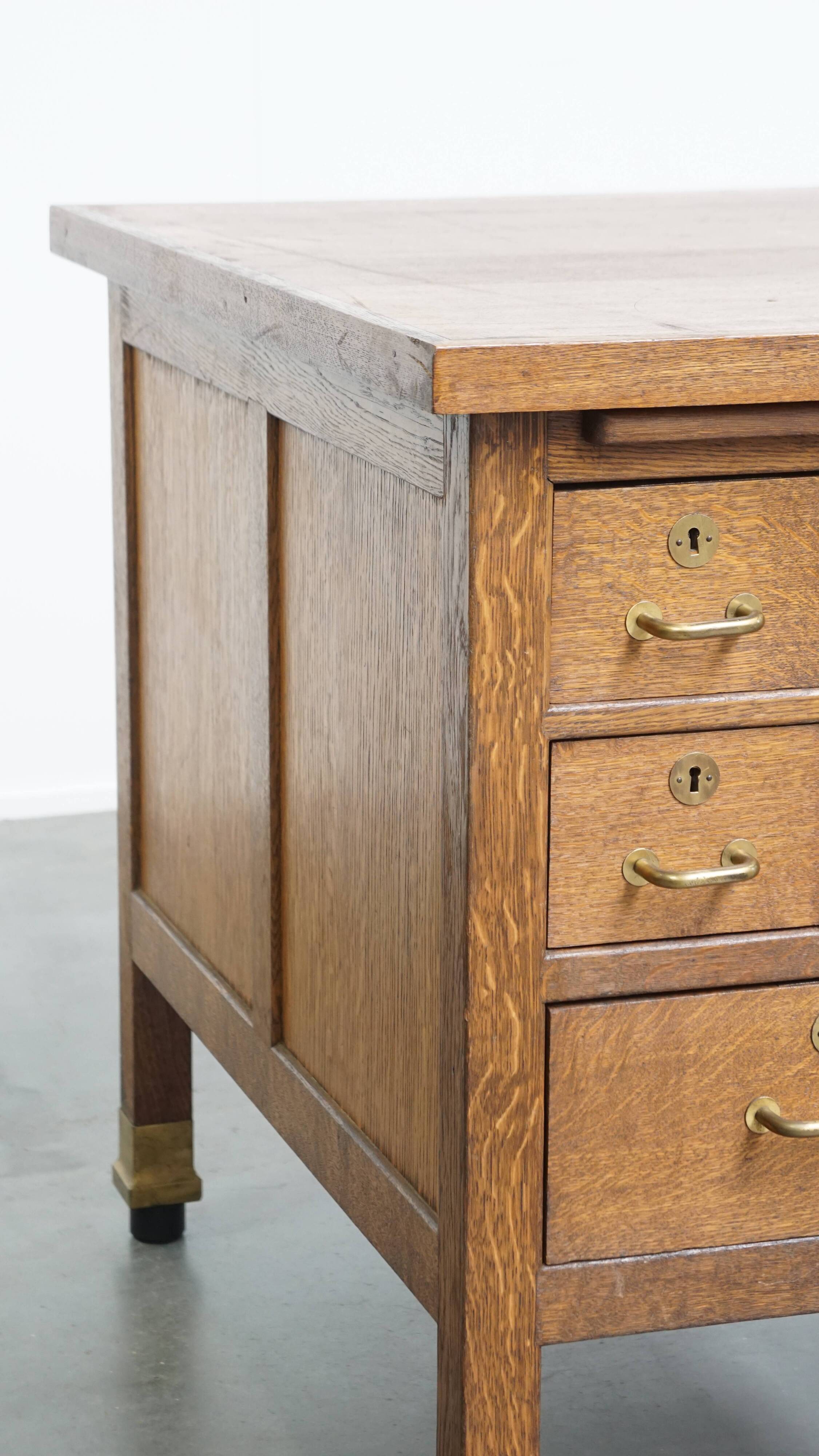 Bureau Art Déco ancien du début du XXe siècle, en chêne