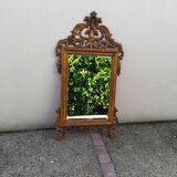 Old large Louis XV style mirror, stucco, wood, resin, beveled