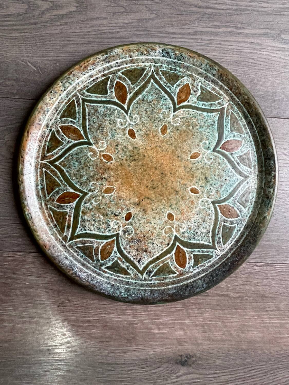 Large vintage ceramic dish signed Buffat – unique piece from the 60s-70s –