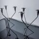 Pair of art deco stainless steel 3-flame candlesticks, Spain, 1970