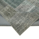 Hand-Knotted Turkish Vintage 170 cm x 245 cm Grey Patchwork Rug