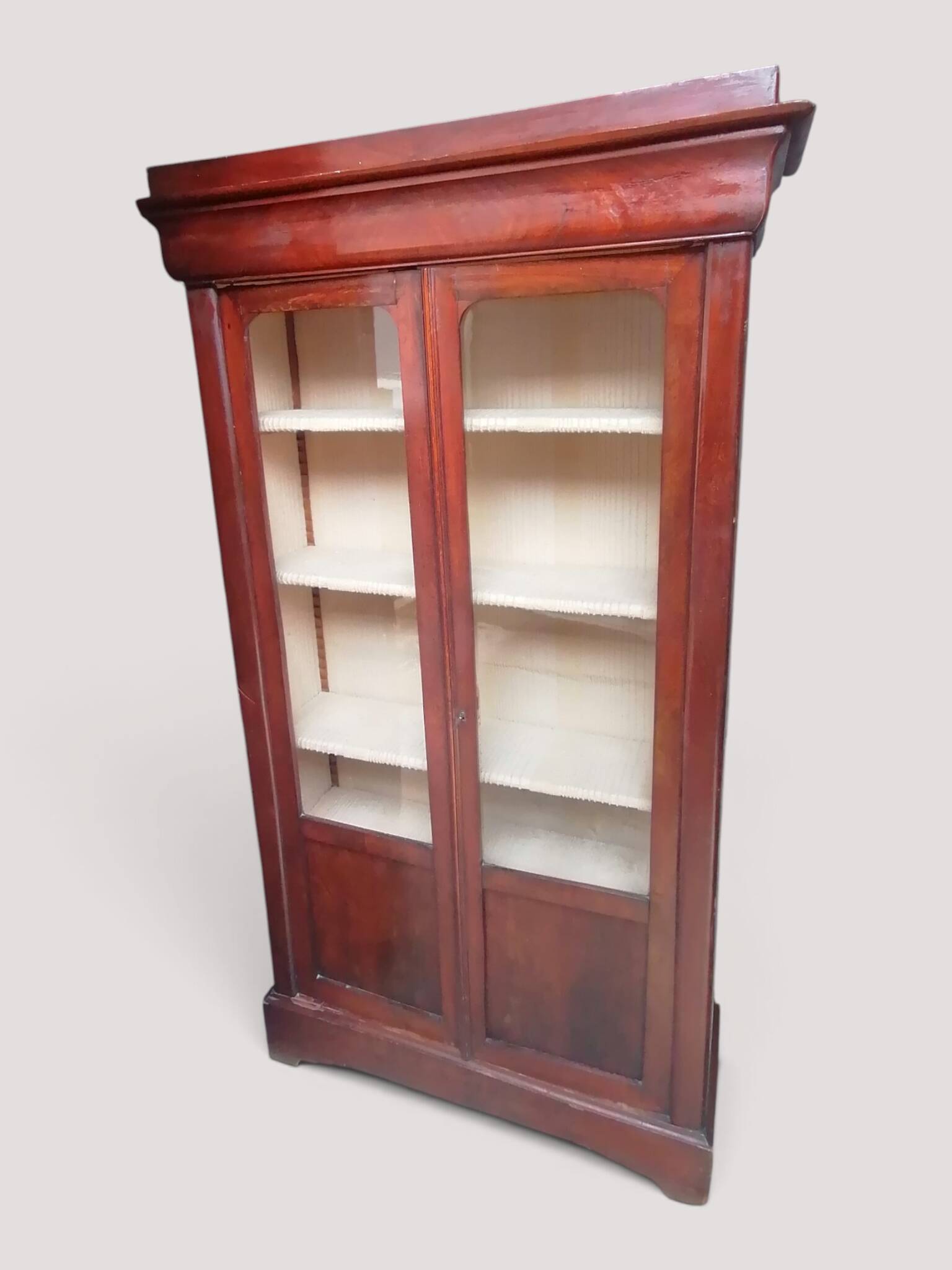 Antique mahogany veneer display cabinet from the 19th century - Louis Philippe style