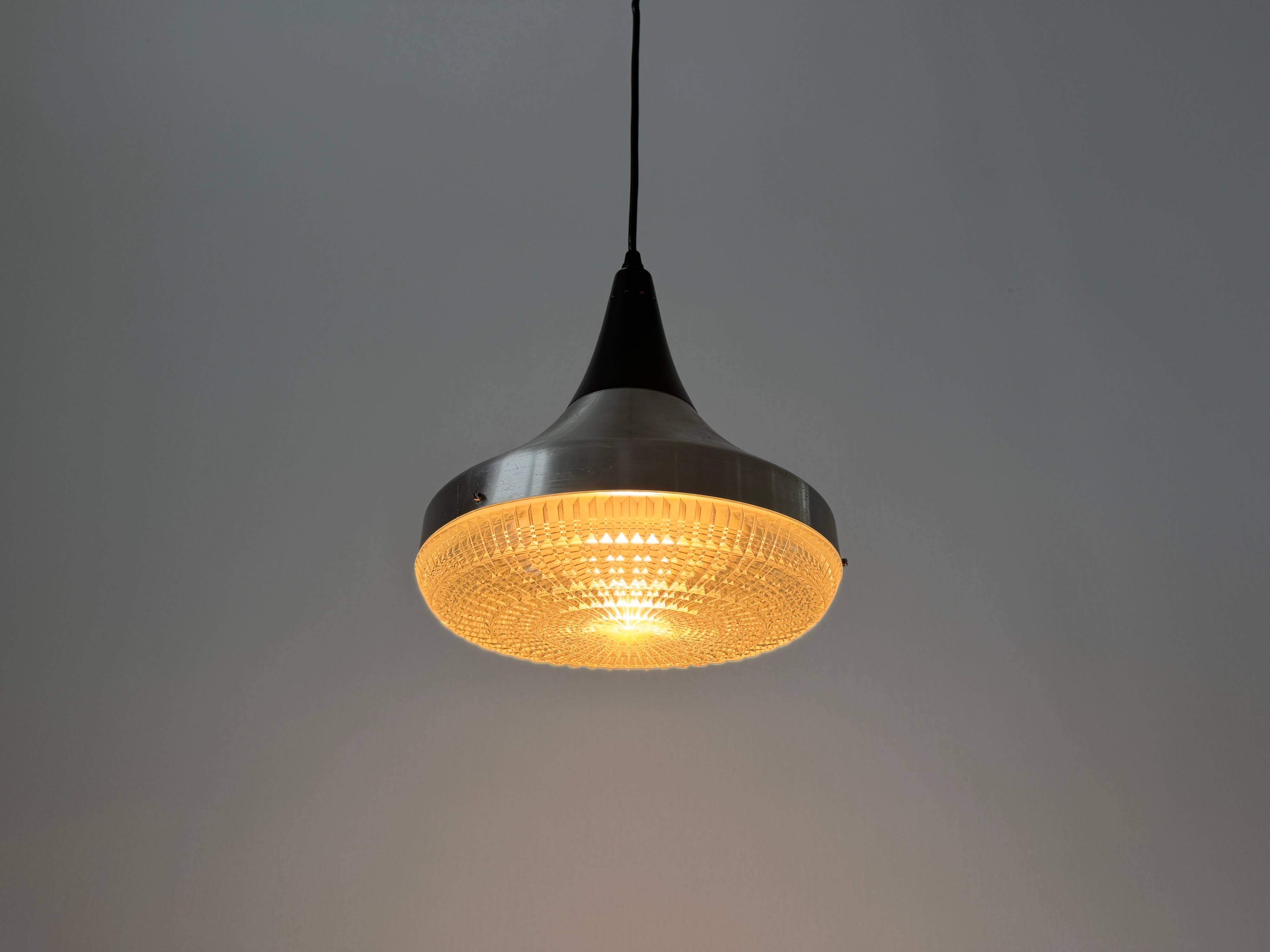 Crystal glass ceiling light with a metal frame, 1960s, Germany