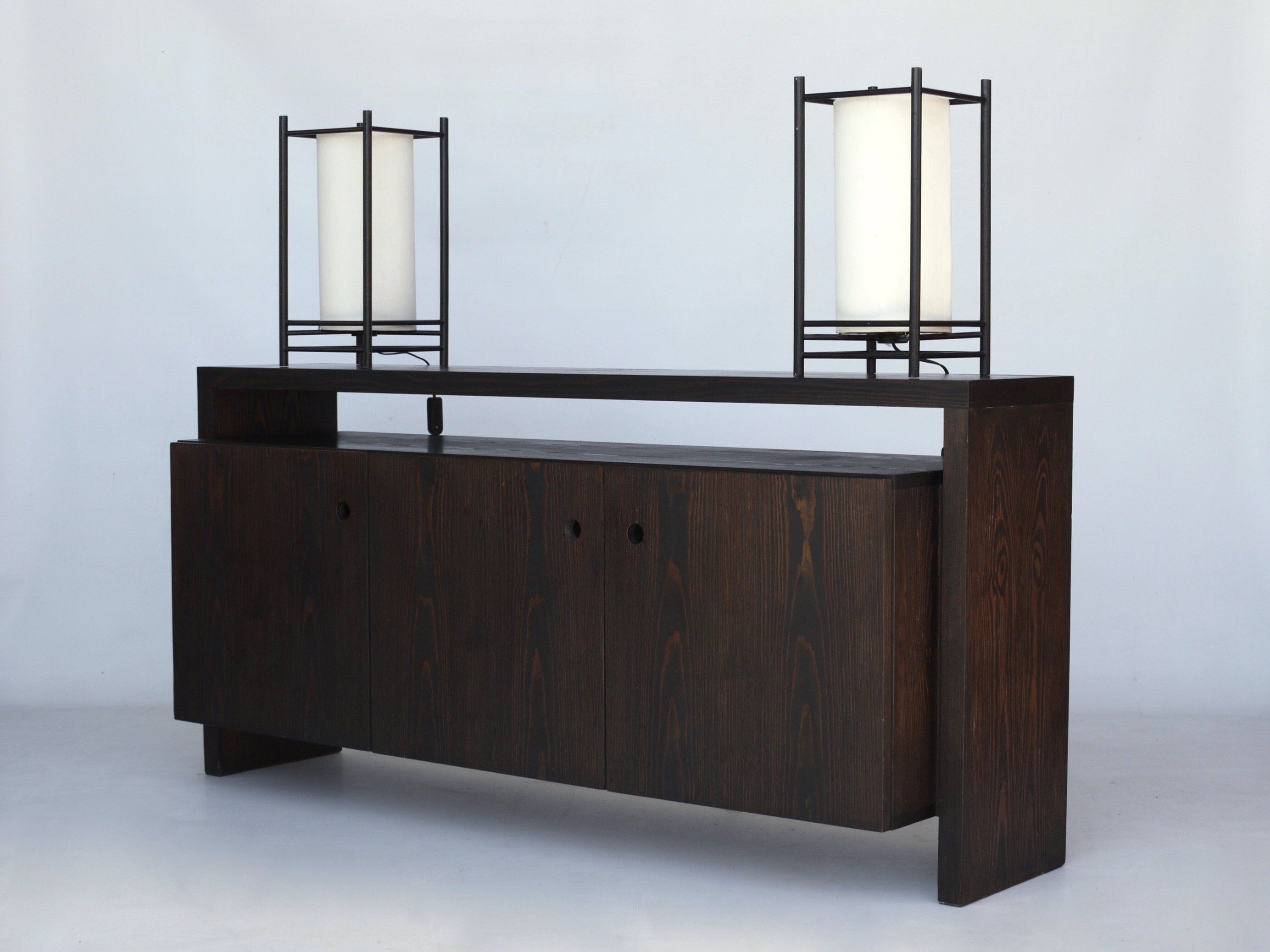 Pair of vintage Japanese style bedside lamps, 1980s