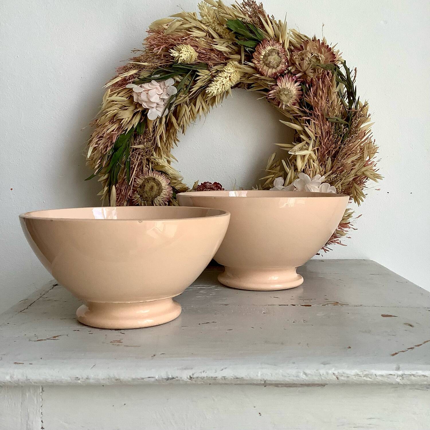 2 powder pink Digoin bowls