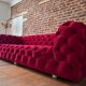 Seat / sofa / bank chesterfield wine red velvet retro