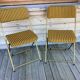 Vintage lafuma folding chair with striped gold fabric