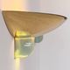 Pair of vintage brass and glass wall lights, France 1970.
