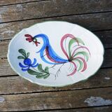 Antique Hand Painted Ceramic Rooster Dish