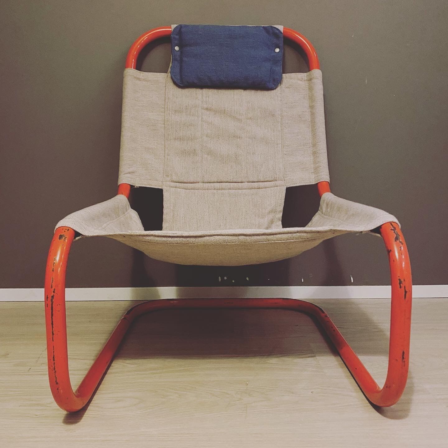 Vintage Swedish steel tubular lounge chair 1980