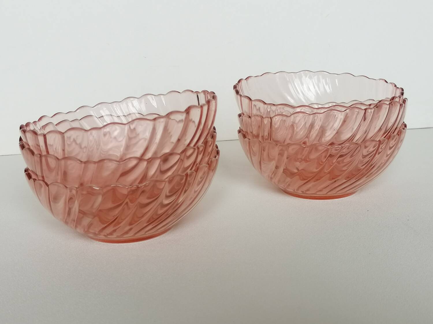 6 pink glass bowls rosaline collection