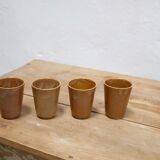 Series of 4 vintage stoneware glasses by the manufacture of Digoin, France