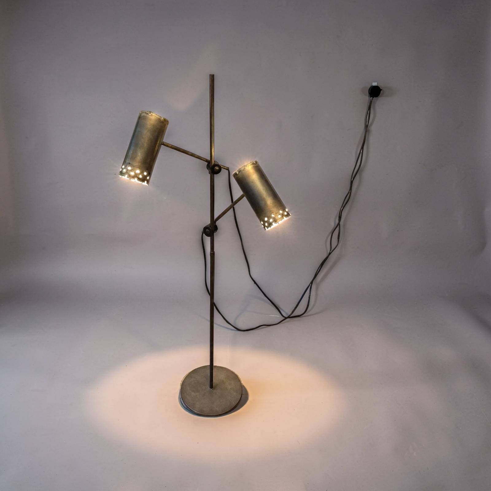 Brutalist Copper Floor Lamp by Holm Sørensen, Denmark 1960s
