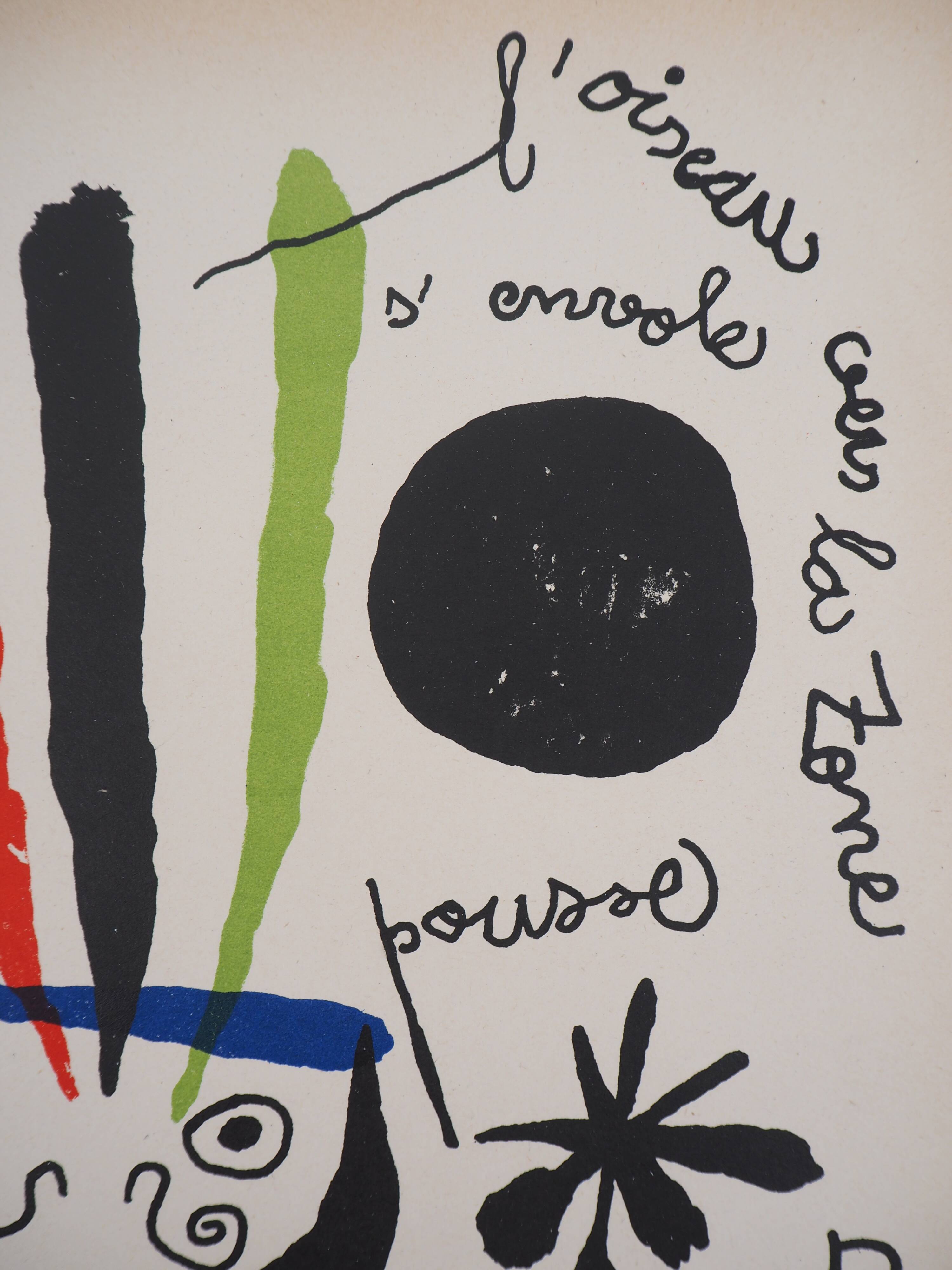 Joan miro : l’oiseau surréaliste - lithographie originale