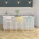 Chaise de bar design annee 50 jaune citron/blanc