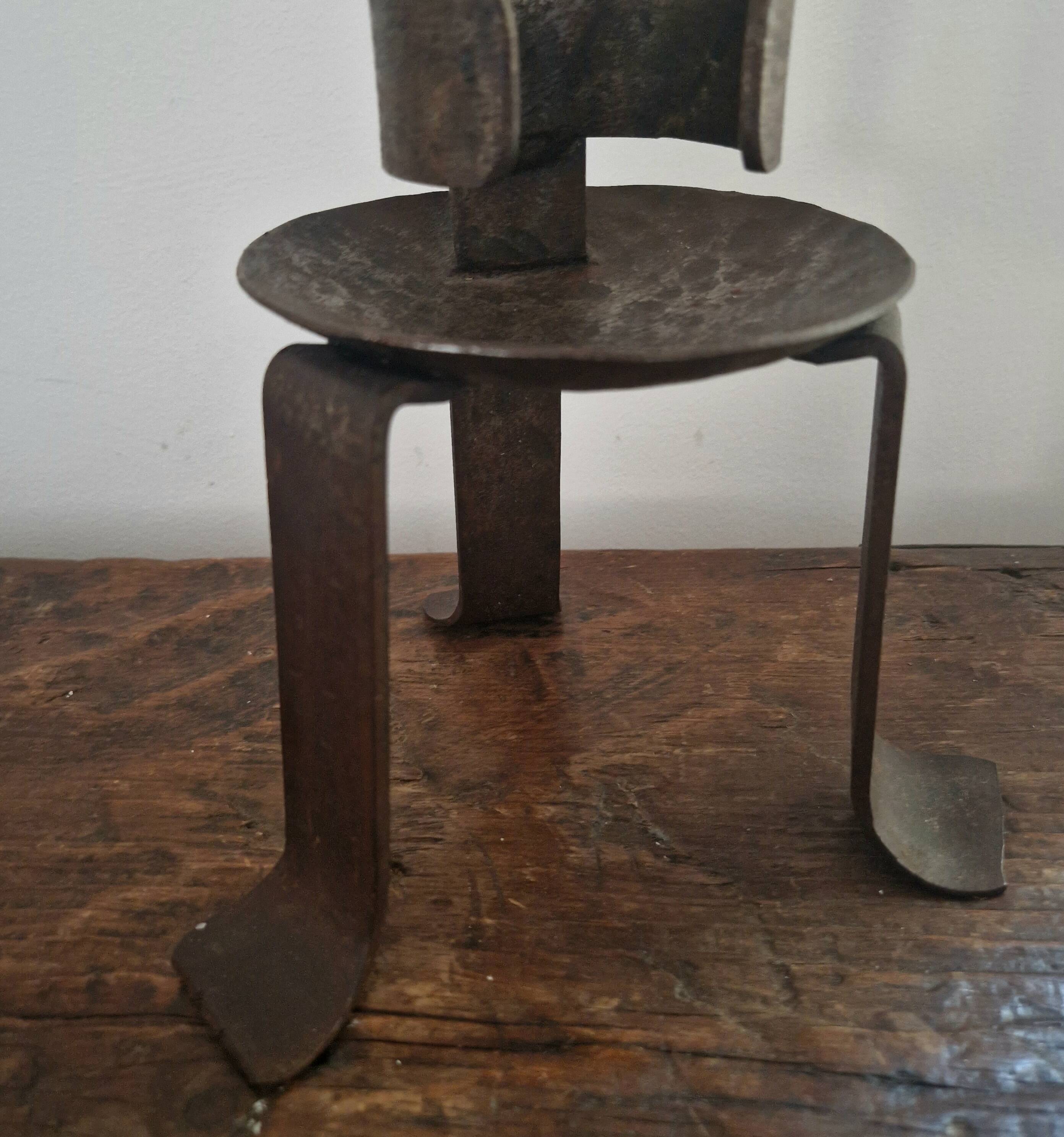 Candle holders in pairs, 20th century, wrought iron, brutalist.
