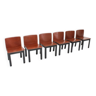 Vintage Italian leather dining chairs set of 6