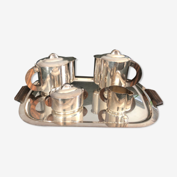 Ercuis art deco tea service in silver metal