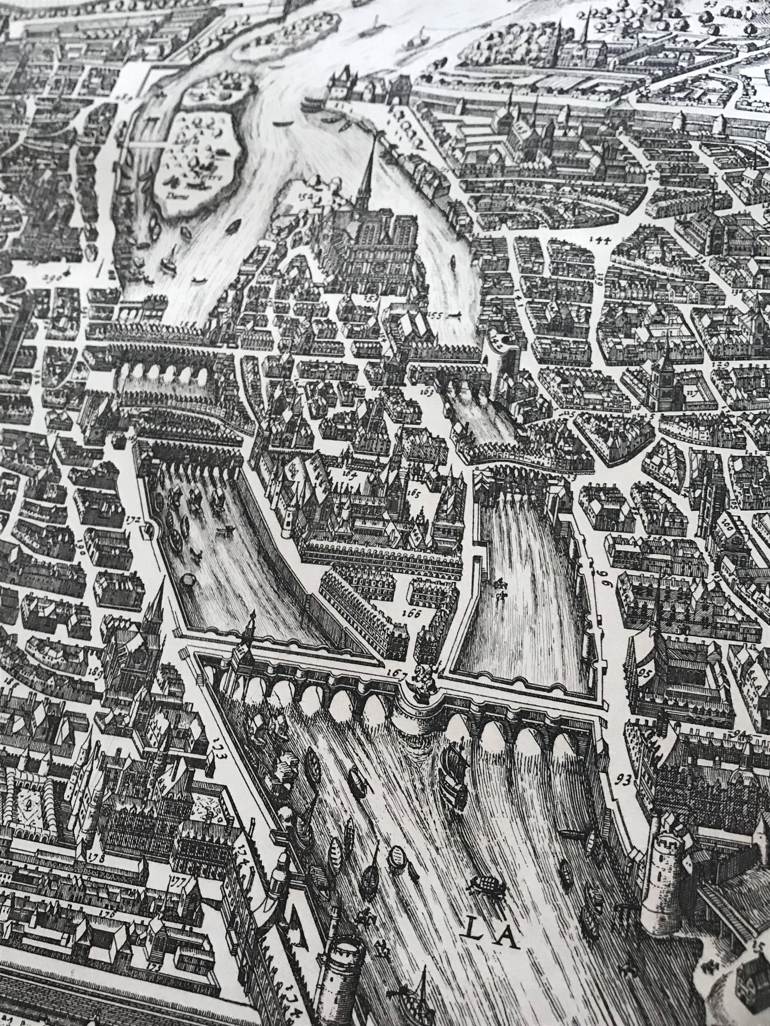 Old map of Paris 100X72