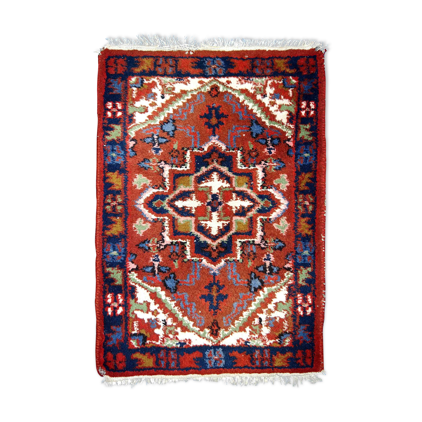 Tapis vintage Persan Hamadan fait main 50cm x 70cm 1970s 1C753