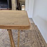 Vintage Rattan/Bamboo Dining Table with Compass Legs 1950s