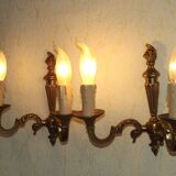 Pair of double Empire wall sconces in bronze from the French period with flame 5160.