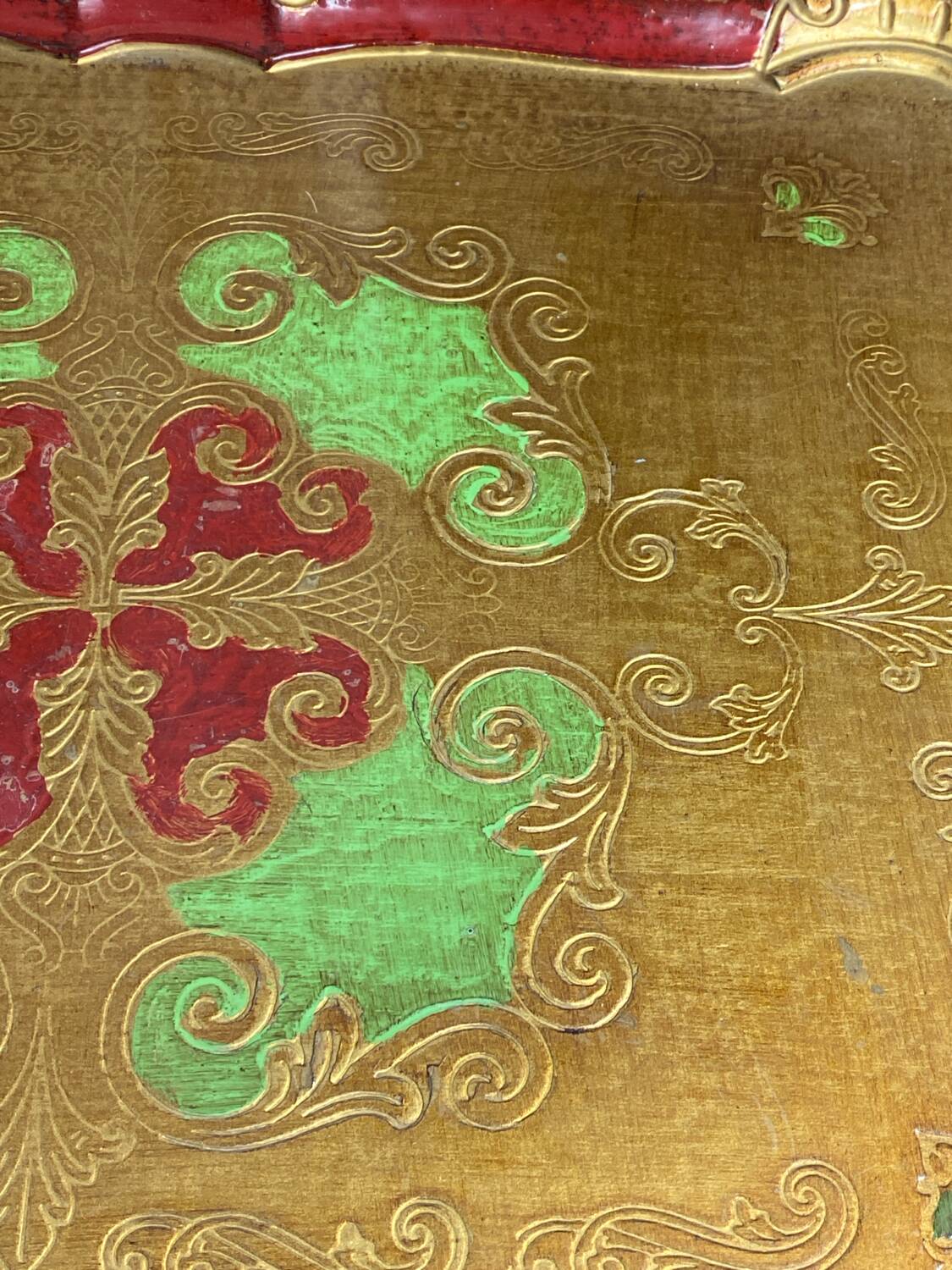 Grand plateau en bois florentin