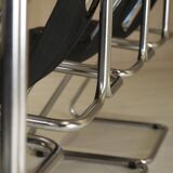 Set of 4 leather and chrome chairs from the 1960s