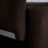 Chaises italiennes en velours côtelé avec détails chromés par Luigi Saccardo, années 1970
