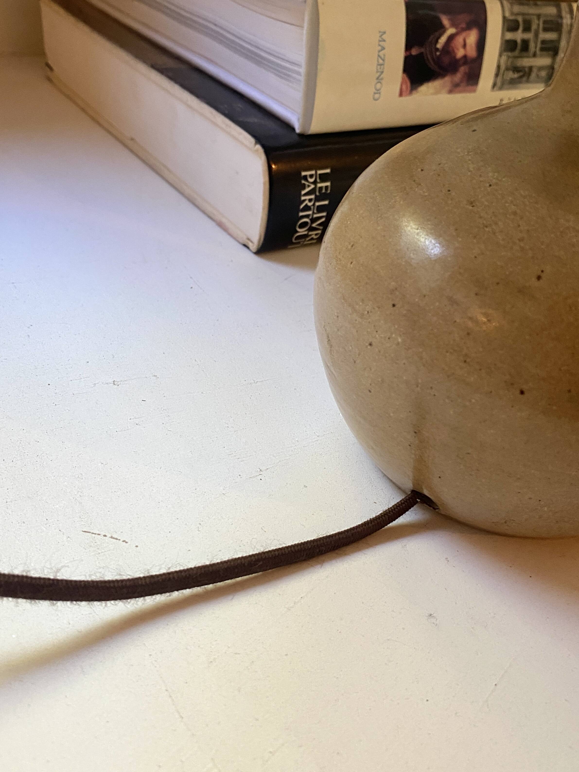 Lampe en grès, câble tissu 2M, abat-jour coton