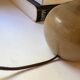Lampe en grès, câble tissu 2M, abat-jour coton