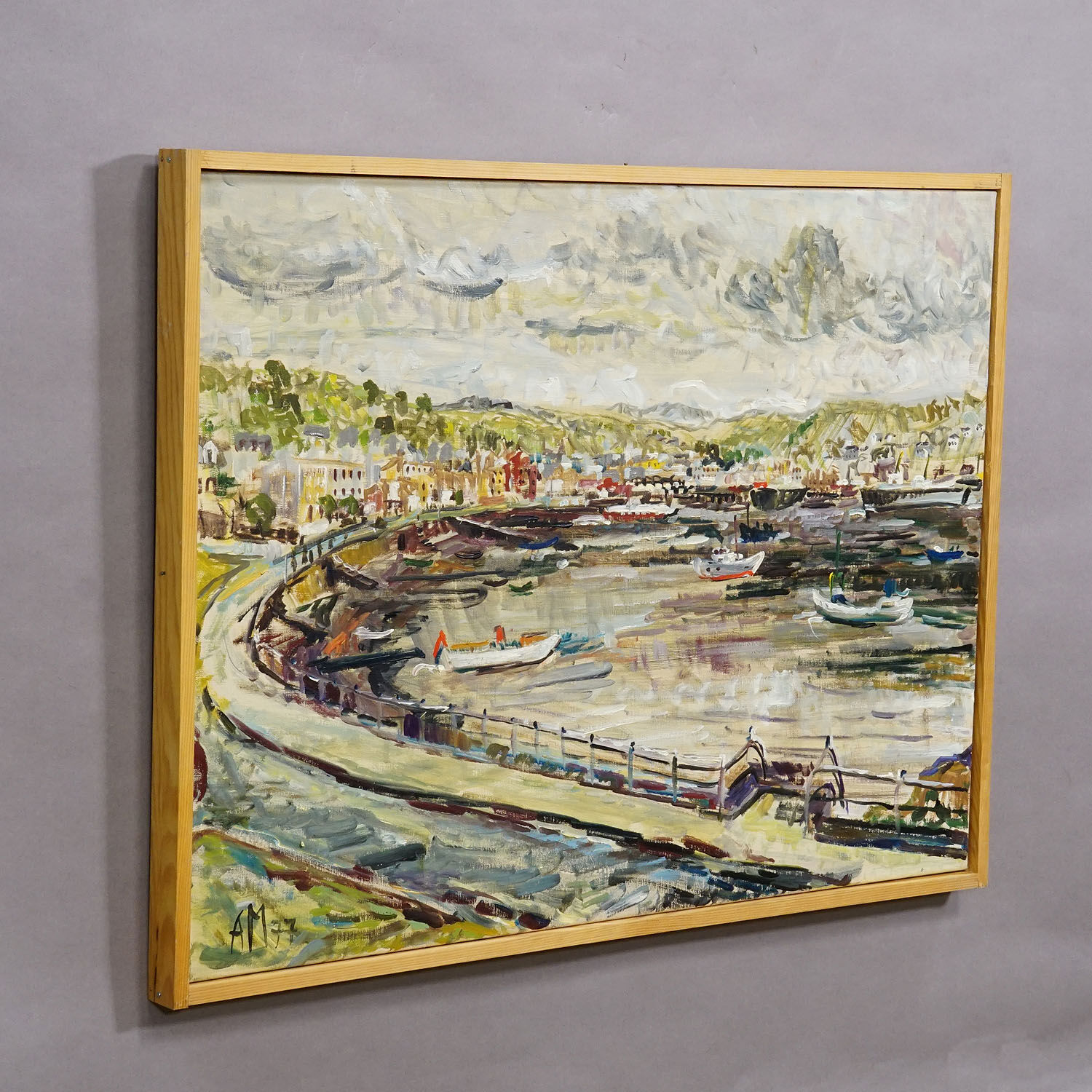 Oban Harbour, Scotland, 1977 – Oil painting by Alexander Michael