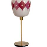 Lampe de table à poser avec un globe vintage "Jacquard" en verre et un pied doré
