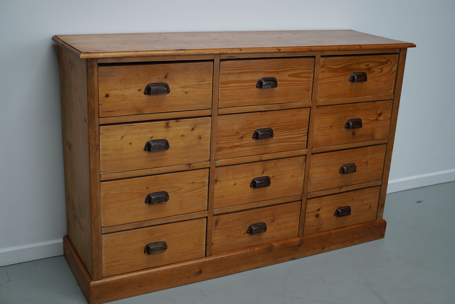 German Pine Apothecary Cabinet or Bank of Drawers, ca 1930s