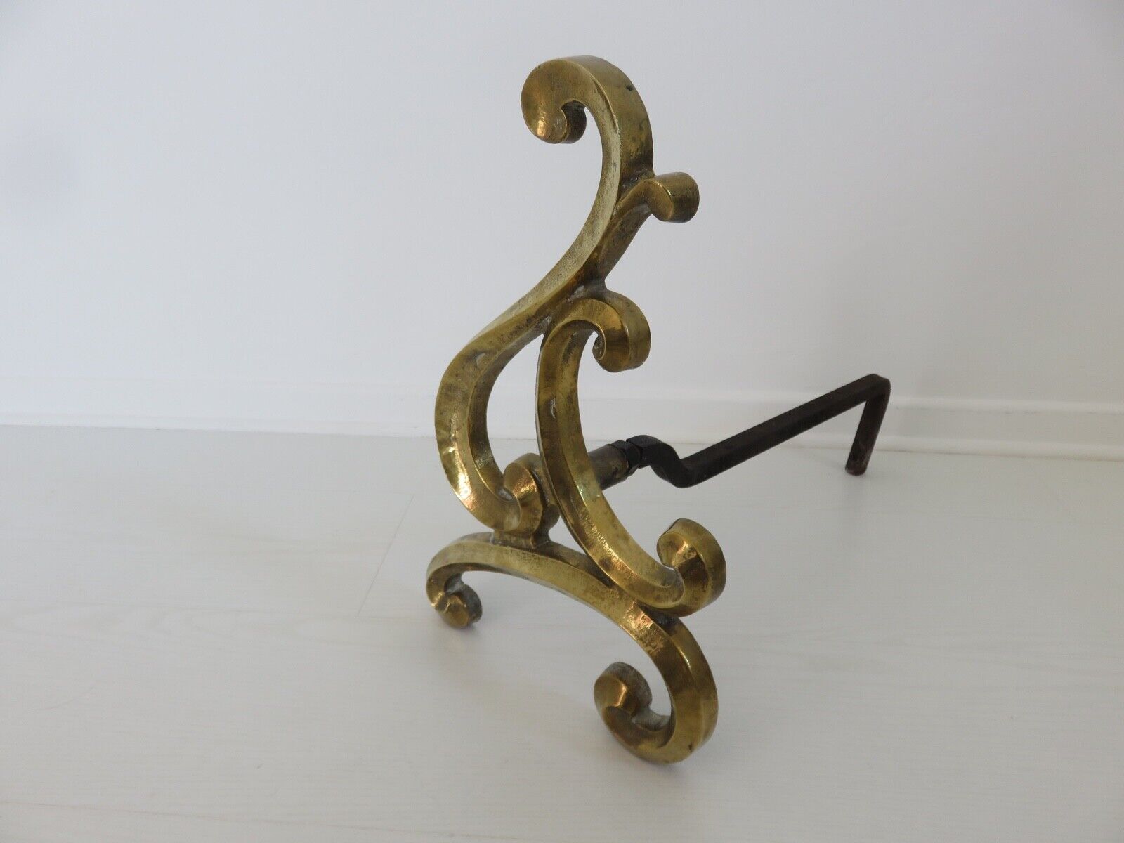 Pair of large art nouveau bronze chenets