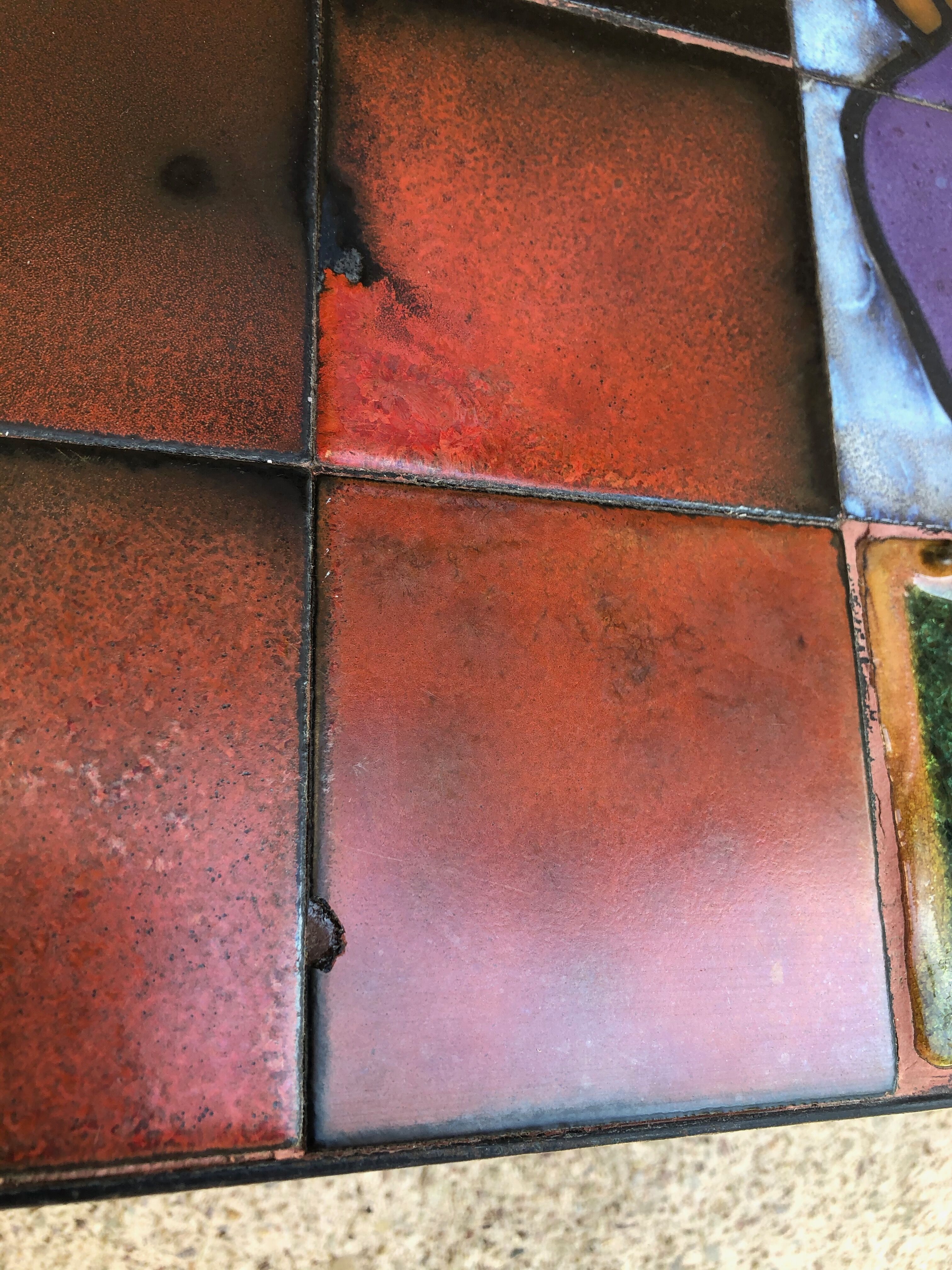 Vintage ceramic and metal coffee table