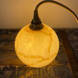 Art Deco walking lamp in marbled beige opaline