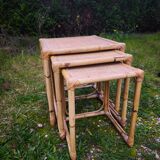 3 nesting rattan tables