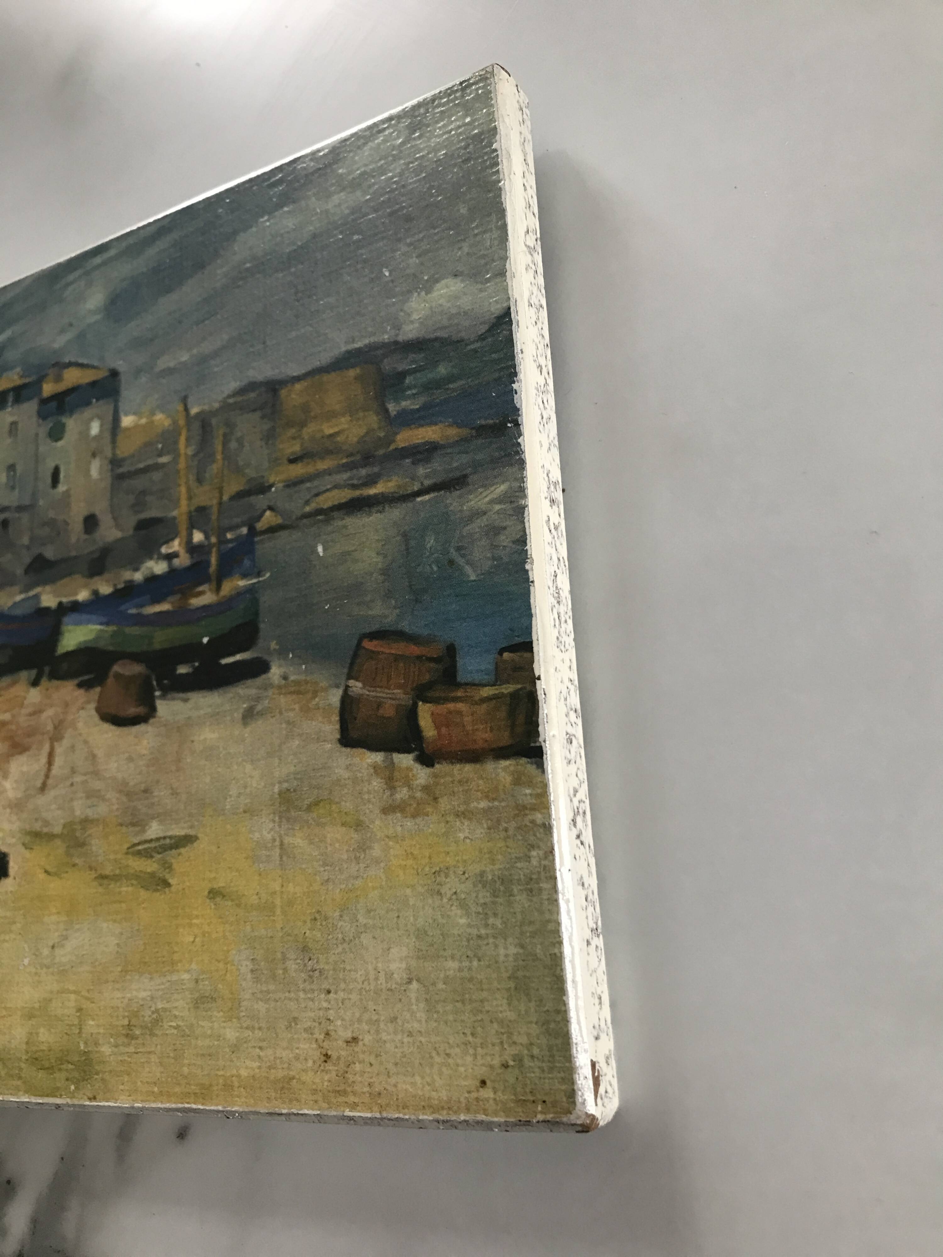 Small painting reproduction of the Port of La Ponche in Saint Tropez