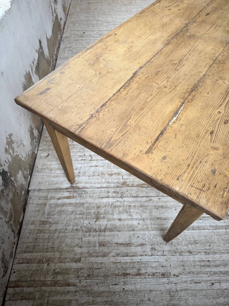 Pine and oak farmhouse table with multiple drawers, communal type, 240cm.