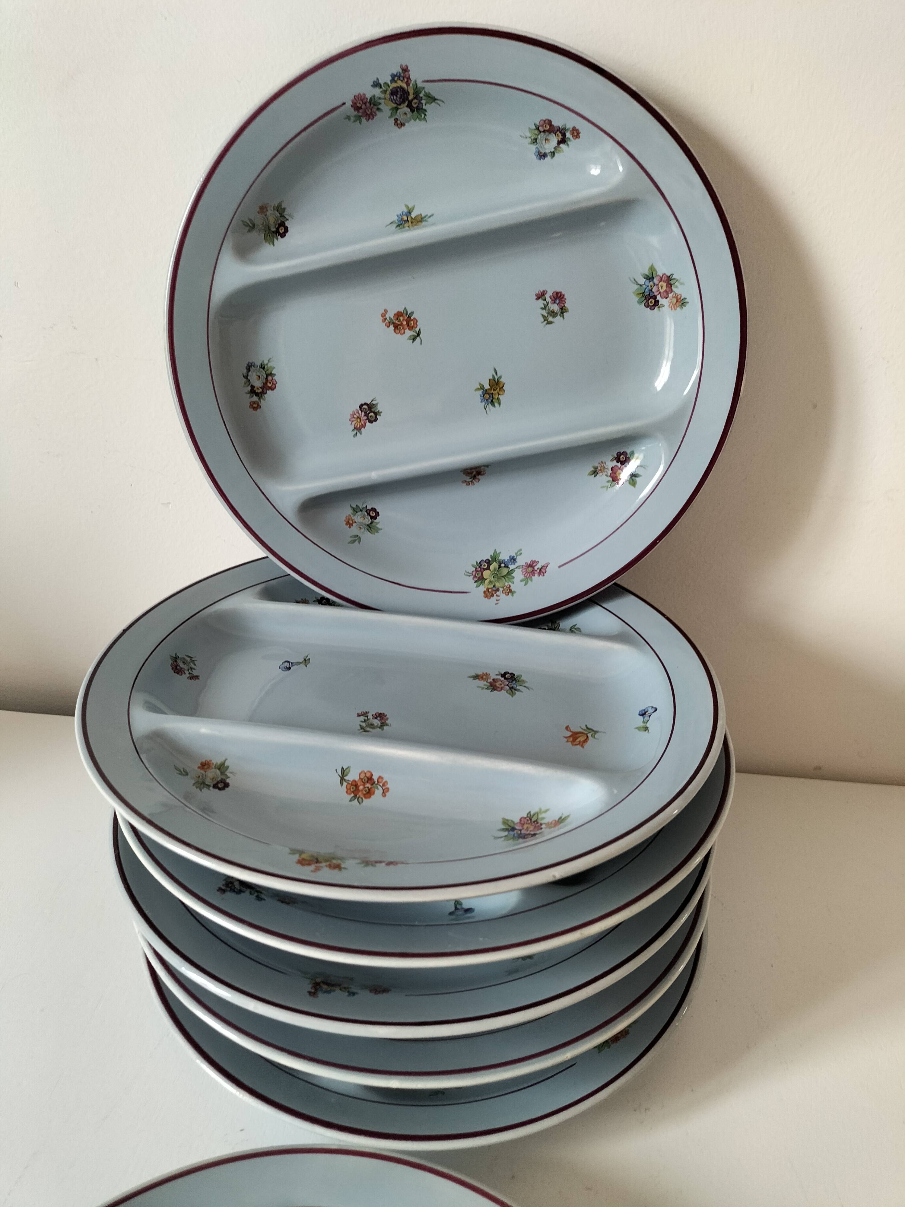 7 compartmentalized plates, Salins, France