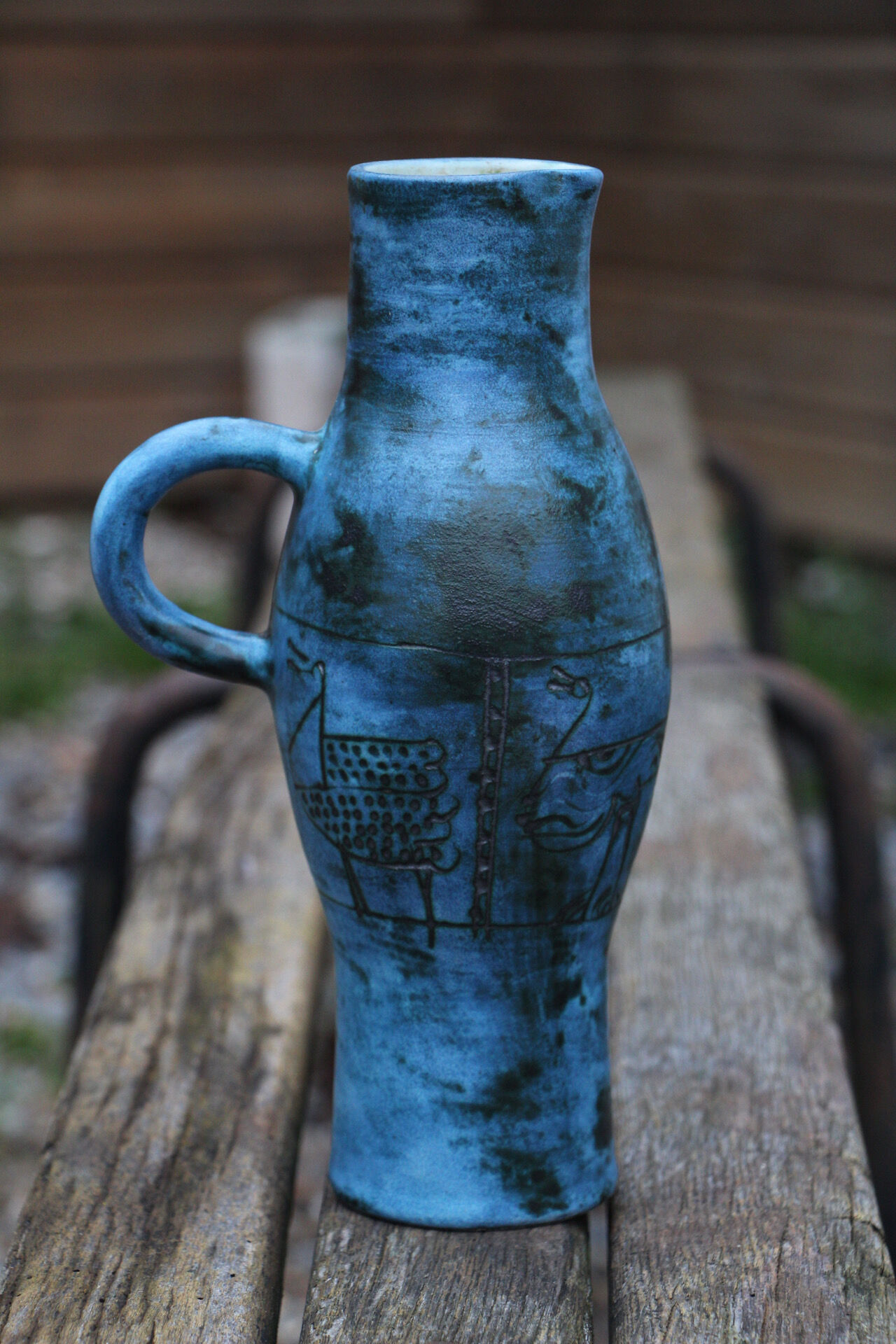 Pitcher - vase by Jacques Blin blue 1950