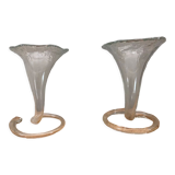 Pair of so-called "corolla" vases in Murano glass