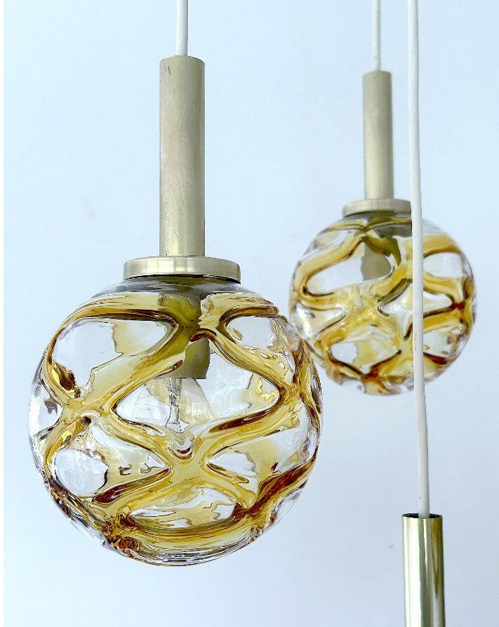 Suspension en verre vintage de Doria, années 1970.