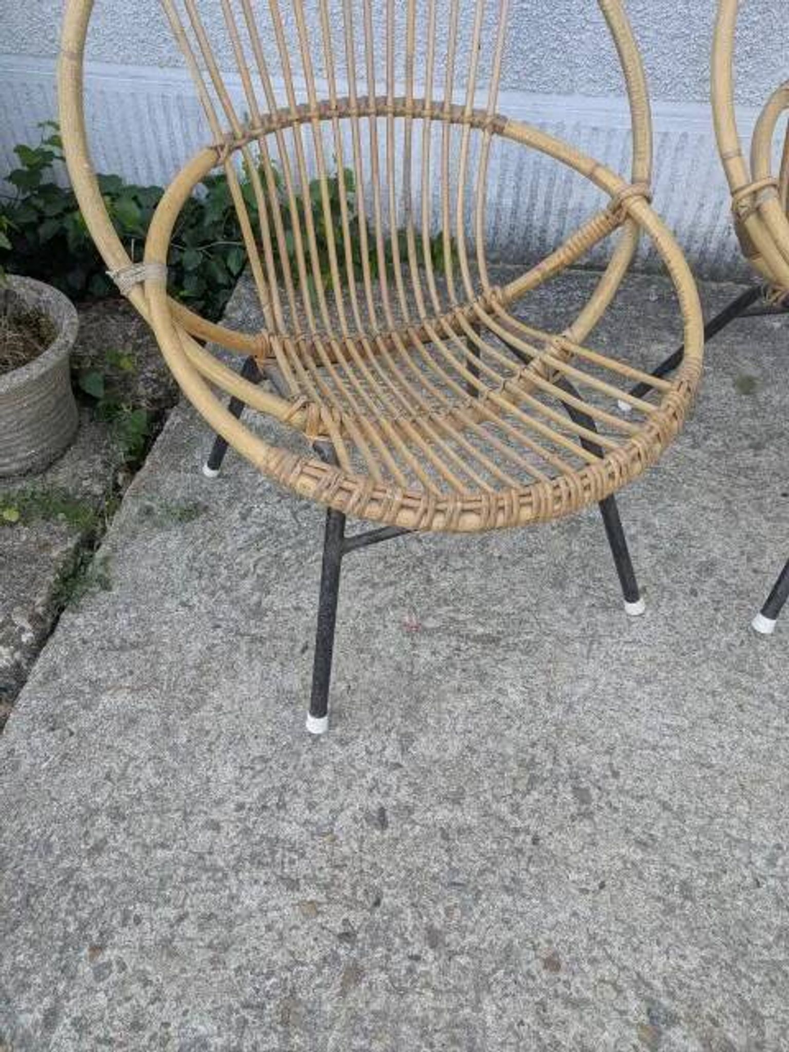 Pair of rattan armchairs