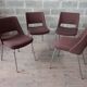 Série de 4 Chaises design années 60 chrome et tissus