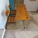 Bureau d’écolier vintage en bois et métal - Bureau double