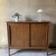 Vintage wooden sideboard sliding doors 60s